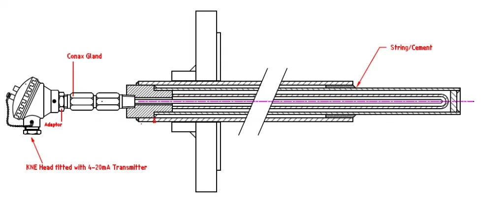Drawing of a stove dome thermocouple
